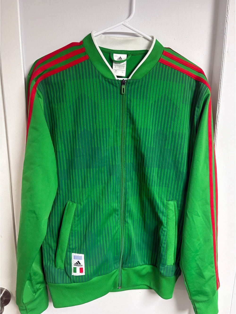 Adidas Mexico Green Track Jacket with Red Stripes - Size S
